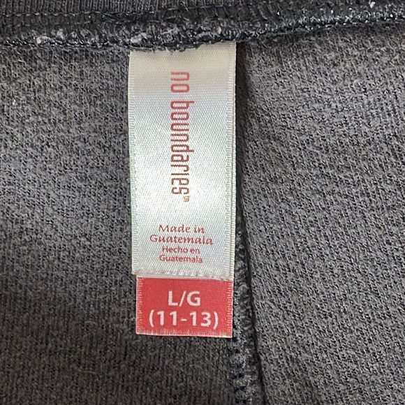 No Boundaries Off Black Distressed Look ☮️ Velour Lounge Pants Size L (11-13) - Picture 3 of 9